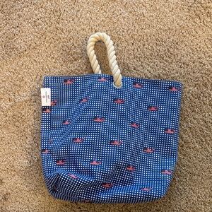Vineyard Vines Blue Tote Bag with Red Whale Pattern
